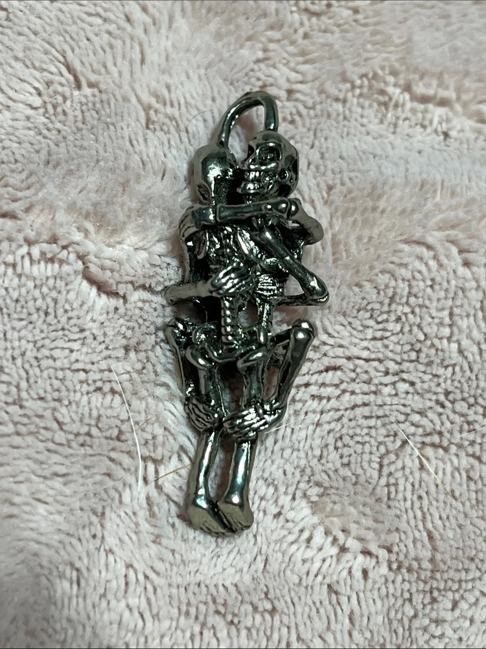 Silver Skeleton Embrace Pendant -